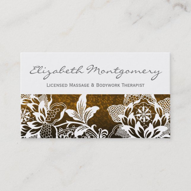 White Flowers Professional Massage Business Card (Front)