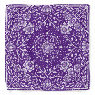 White Flowers Purple Bandana