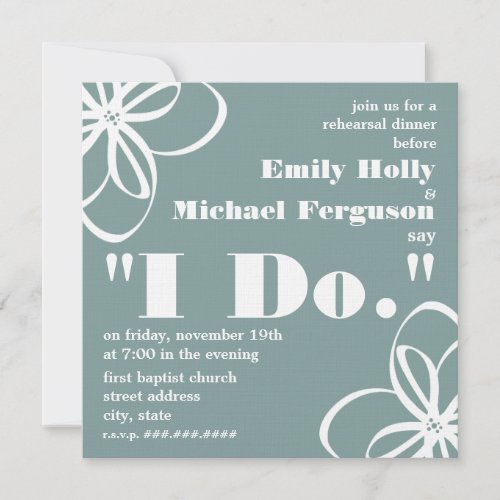 White Flowers Rehearsal Dinner Invitation 5.25" Square Invitation Card