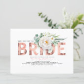 White Flowers Rose Gold and Greenery Bridal Shower Invitation (Standing Front)