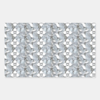 White Flowers Silver String Art NVN171 NavinJOSHI Rectangular Sticker