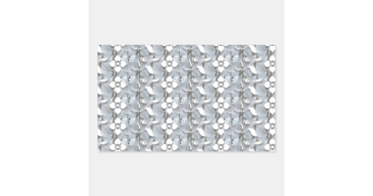 White Flowers Silver String Art NVN171 NavinJOSHI Rectangular Sticker ...