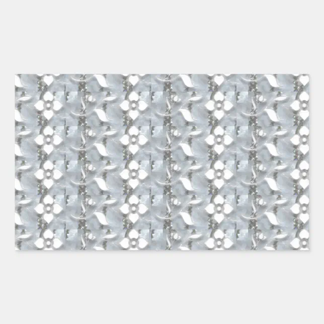White Flowers Silver String Art NVN171 NavinJOSHI Rectangular Sticker ...