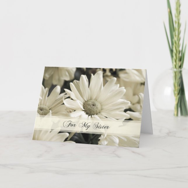 White Flowers Sister Thank You Bridesmaid Card (Front)