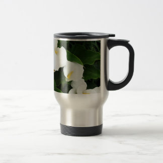 White flowers Stainless Steel  Travel/Commuter Mug