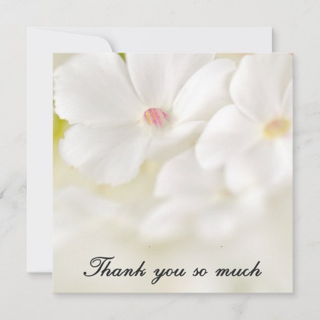 White Flowers Thank You Note Card (Front)
