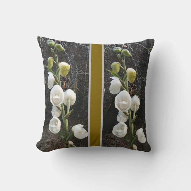 white flowers Throw Pillow (Front)