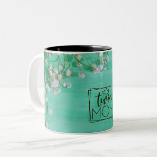 White Flowers Twin Mom Two-Tone Coffee Mug