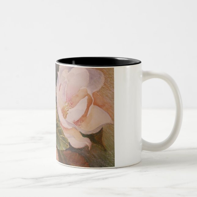 White Flowers Two-Tone Coffee Mug (Right)