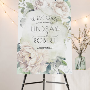 White Flowers Vintage Watercolor Wedding Foam Board