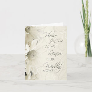 White Flowers Vow Renewal Ceremony Invitation Card