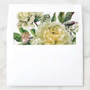 White Flowers Wedding Invitation Envelope Liner