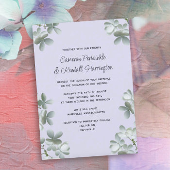 White Flowers Wedding Invitation Lavender by BlueHyd at Zazzle