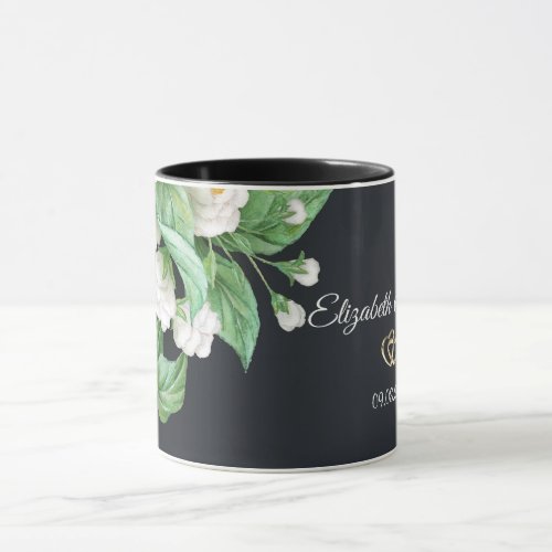 White Flowers Wedding Mug