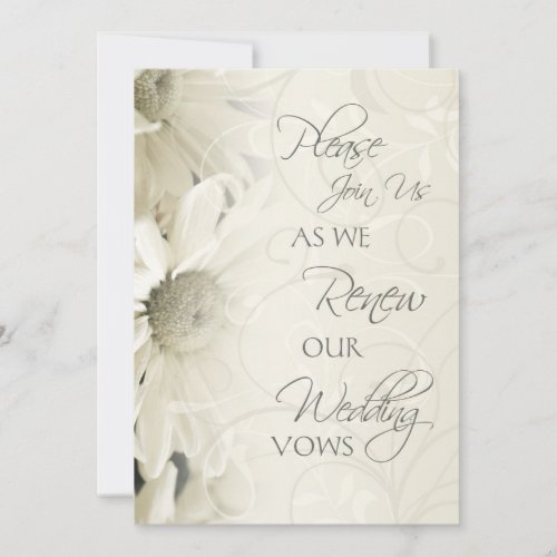 White Flowers Wedding Vow Renewal Invitations