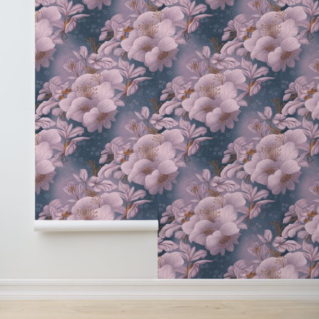 white flowers, with golden floral  wallpaper  (Application)