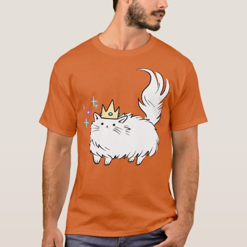 White Fluffy Cat Princess T_Shirt