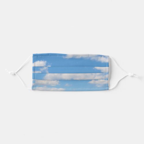 White Fluffy Clouds on Blue Sky Adult Cloth Face Mask