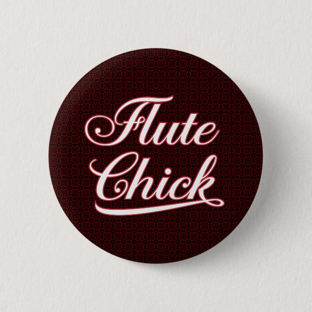 White Flute Chick Script Button (Front)