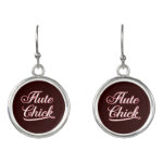 White Flute Chick Script Earrings