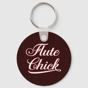 White Flute Chick Script Keychain