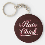 White Flute Chick Script Keychain