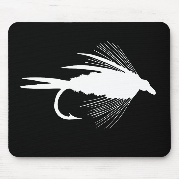 White Fly Fishing lure graphic Mouse Pads