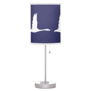 White Flying duck on blue background Table Lamp