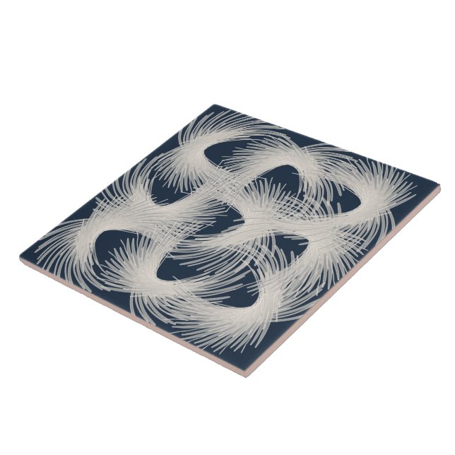 White flying feathers ceramic tile (Side)