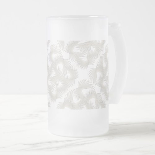 White flying feathers frosted glass beer mug