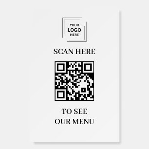 White Foam Board QR Code Menu Contactless Logo
