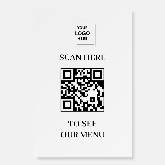 White Foam Board QR Code Menu Contactless Logo  (Front)
