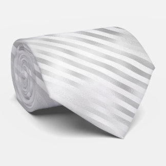 White Foil Stripes Neck Tie