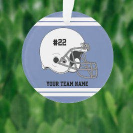 White Football Helmet | Blue Jersey Ornament