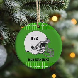 White Football Helmet | Green Field Ornament
