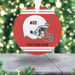 White Football Helmet | Red Jersey Ornament