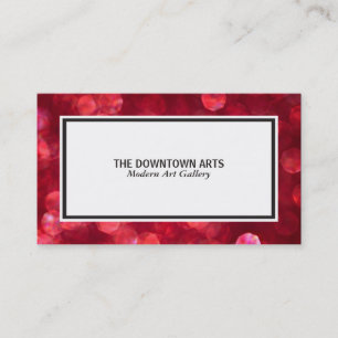 White Foreground Black and Red Bokeh Border Business Card