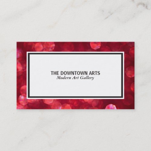 White Foreground Black and Red Bokeh Border Business Card