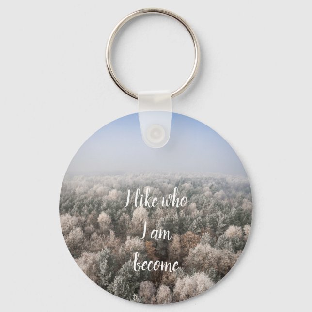  White forest under sky Keychain (Front)