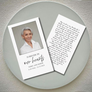 White Forever in Our Hearts Photo Funeral Memorial Enclosure Card