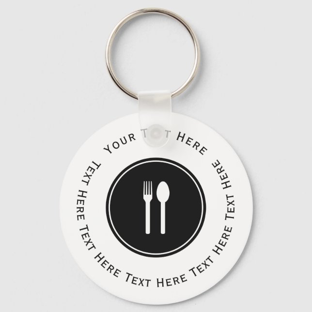 White Fork and Spoon Keychain (Front)