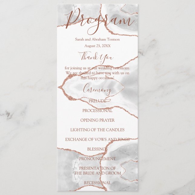White Formal Minimalist Luxury Wedding Programs (Front)