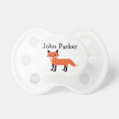 White Fox Animal Binky Pacifier Binky with name (Front)