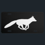 White Fox Silhouette License Plate<br><div class="desc">Running White Fox Silhouette License Plate</div>