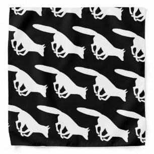 White Fox Silhouettes Pattern Bandana