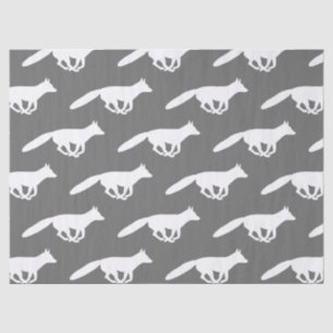 White Fox Silhouettes Pattern Tissue Paper