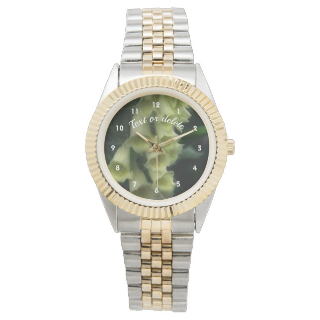White Foxglove Flowers Personalized  Watch (Front)