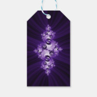 White fractal on purple background. Add text. Gift Tags