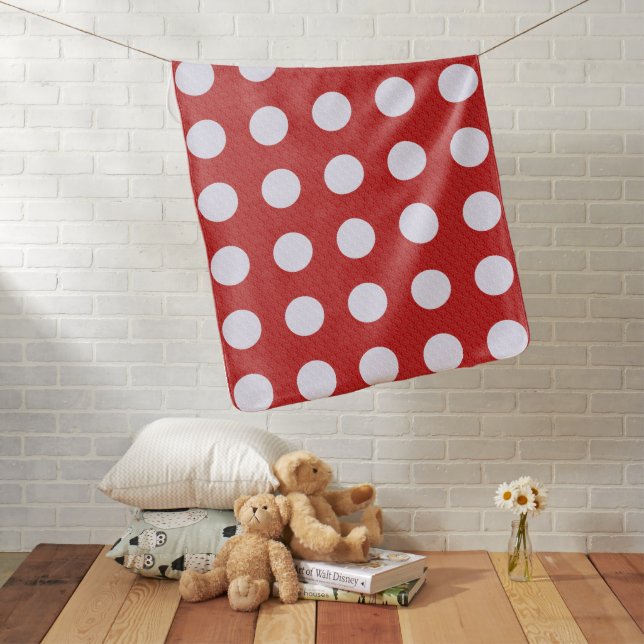 White Fractals Polka Dots Red Fractals Background Baby Blanket (In Situ)