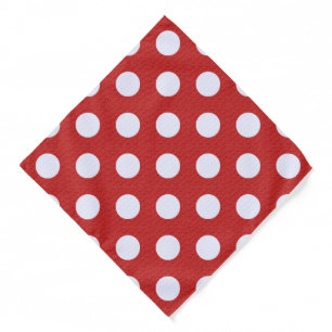 White Fractals Polka Dots Red Fractals Background Bandana